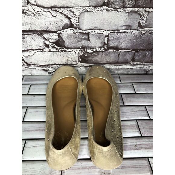 Kork Ease Metallic Gold Leather Perforated Ballet Flats Shoes Women Sz 11M US/43 - Picture 7 of 16